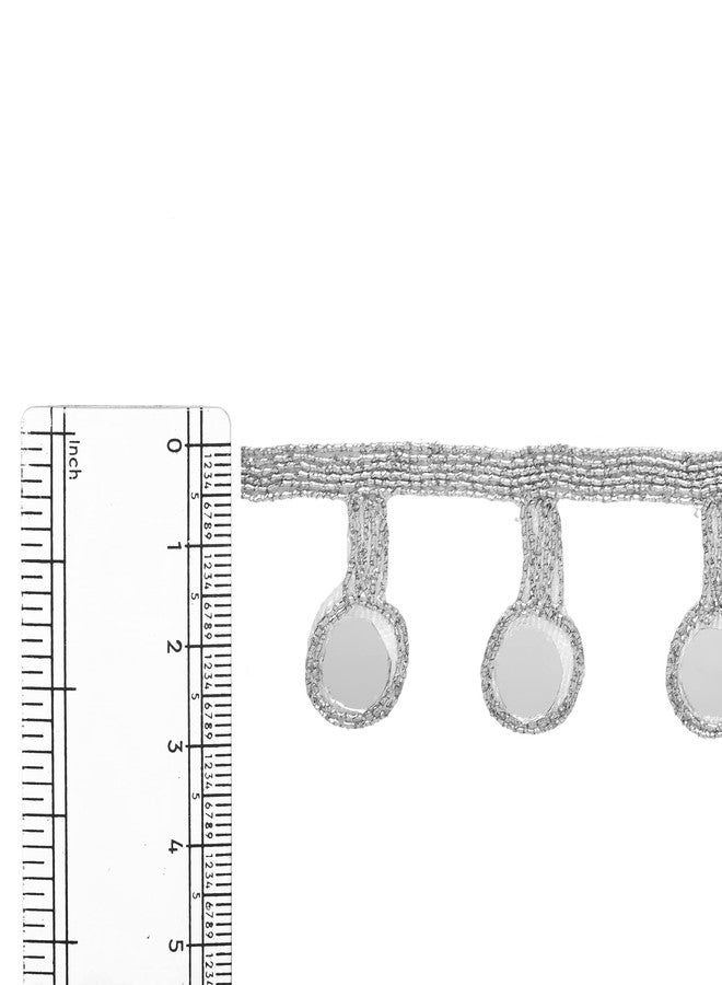 CORIOX Shiny Mirror Lace 9 Meter Border for Dresses, Sarees, Suits, Blouses, Dupattas, Bags, Art and Craft (Silver) - Image 3